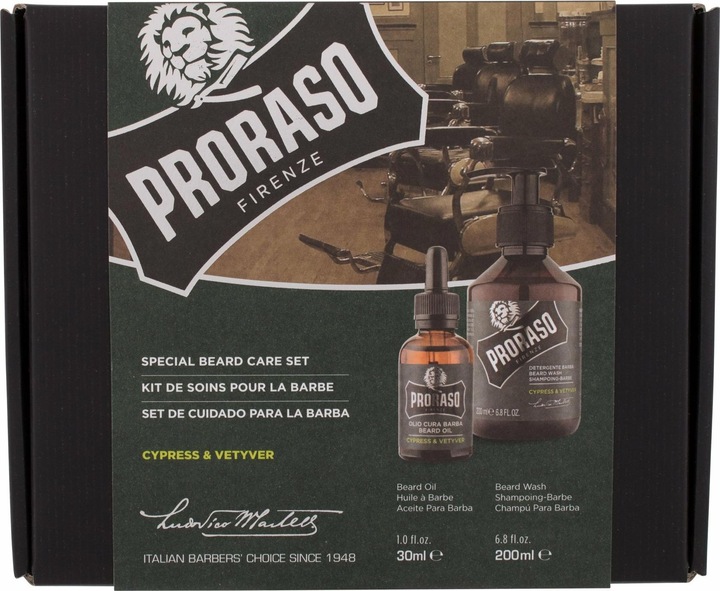 Image du produit Proraso Cypress & Vetyver Set de soins spéciaux pour la barbe (200 ml)