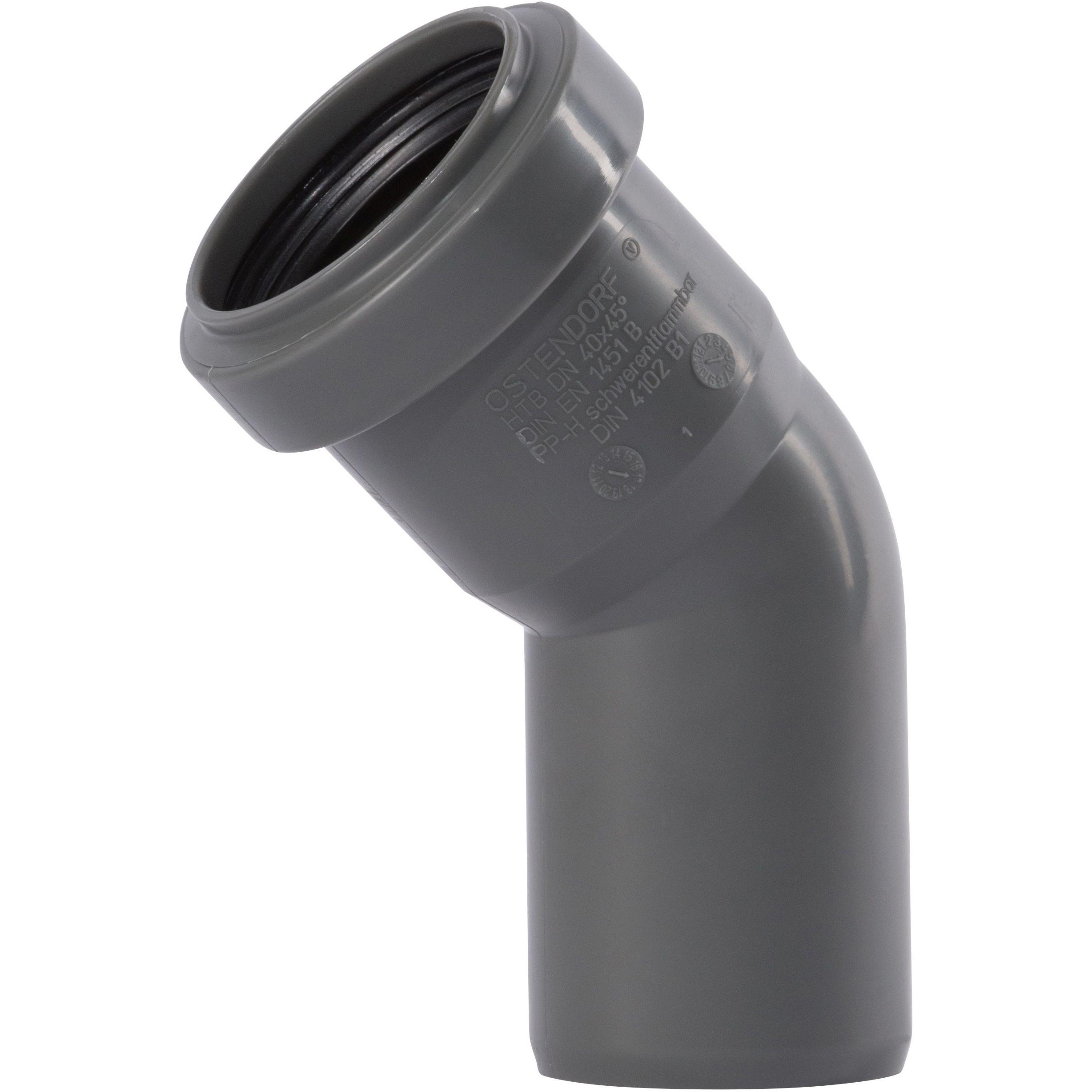 Csdk SL, Zubehör Sanitärinstallation, 40 mm x 45° Biegeablauf PP grau