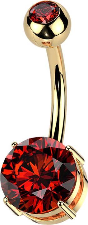 Actual product image Star Piercing Banane Innengewinde vergoldet mit Kugel vergoldet Kristall rot und Kristall rot gefasst (without brass, Titanium)
