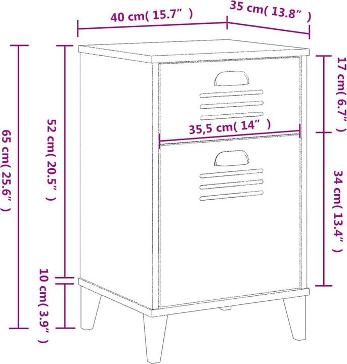 Actual product image vidaXL Nachttisch (40 x 35 x 65 cm)