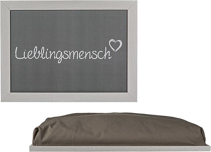 Produktbild G. Wurm Kissen-Tablett Lieblingsmensch aus Holz grau, (B/H/T) 43x32cm