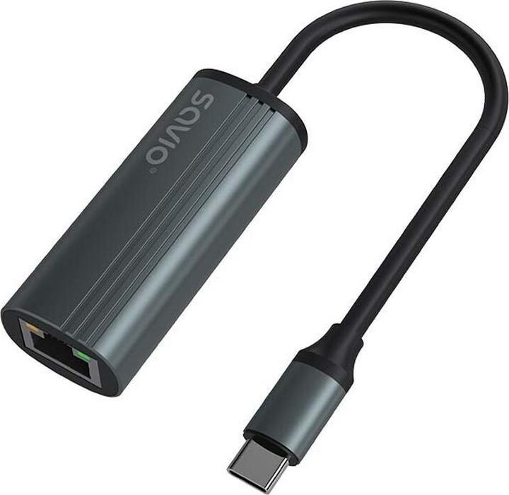 Actual product image Savio Adapter USB-C 3.1 Gen.1 M to RJ-45 Gigabit Ethernet F 1000 Mbps AK-56 grey (USB-C)