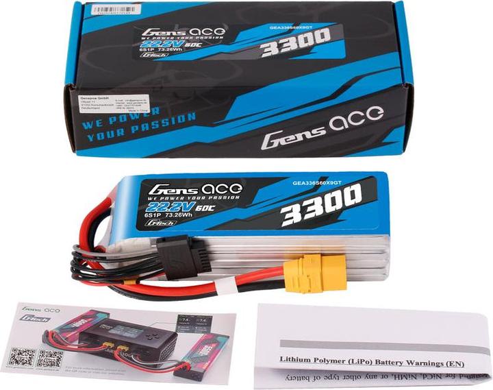 Actual product image Gens Ace Accumulator Lipo G-Tech 3300mAh 22.2V 60C 6S1P XT90 (22.20 V, 3300 mAh)