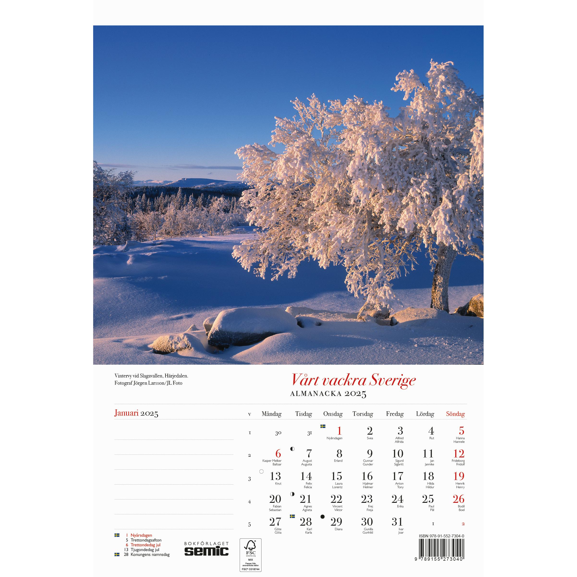 Bonnier Publishing Fiction, Kalender, Vårt vackra Sverige-almanack 2025 (Schwedisch)