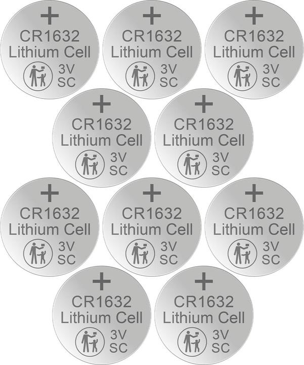 XCell 10er-Set Lithium-Knopfzelle CR1632, 3V / 130mAh (10 Stk., CR1632, 130 mAh)