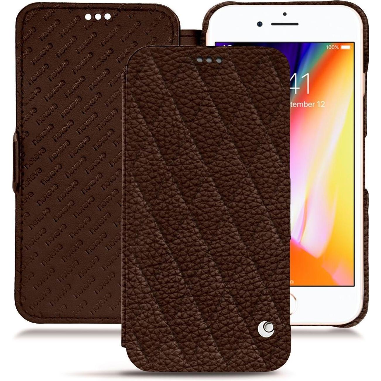 Noreve Lederschutzhülle horizontal (Apple iPhone 8), Smartphone Hülle, Braun