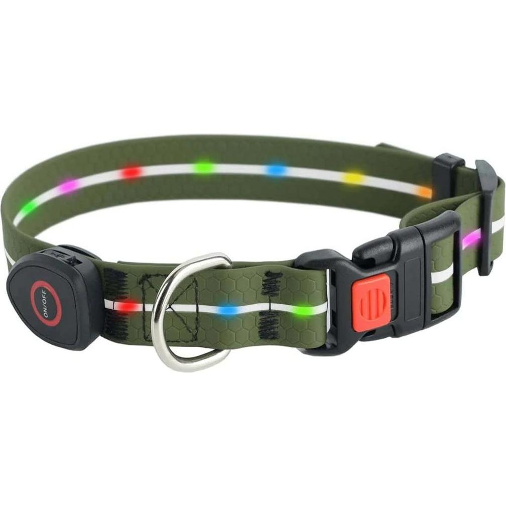 Media-Tech Farbiges LED-beleuchtetes PVC-Halsband für mittelgrosse und grosse Hunde, Armeehunde (Hund, Allgemein), Halsb...