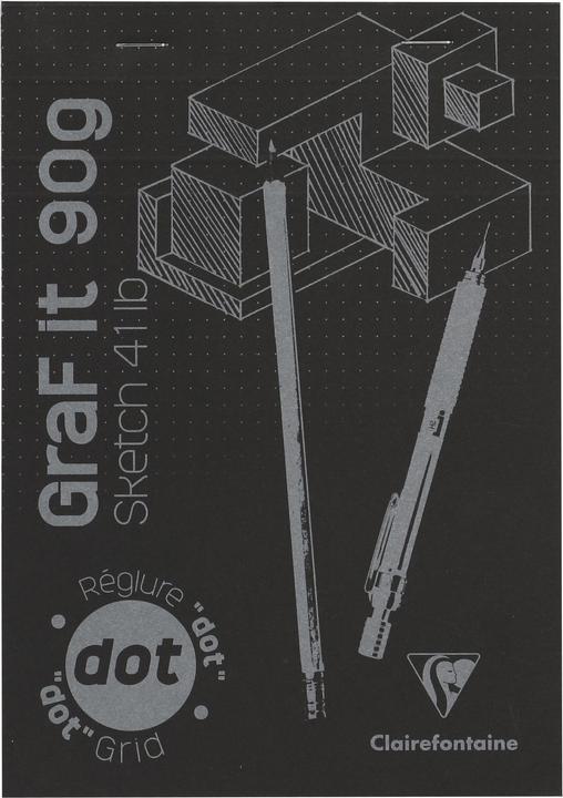 Image du produit Clairefontaine GraF'it dot bloc agraphé 80F A5 90g - Noir (A5, Quadrillé)