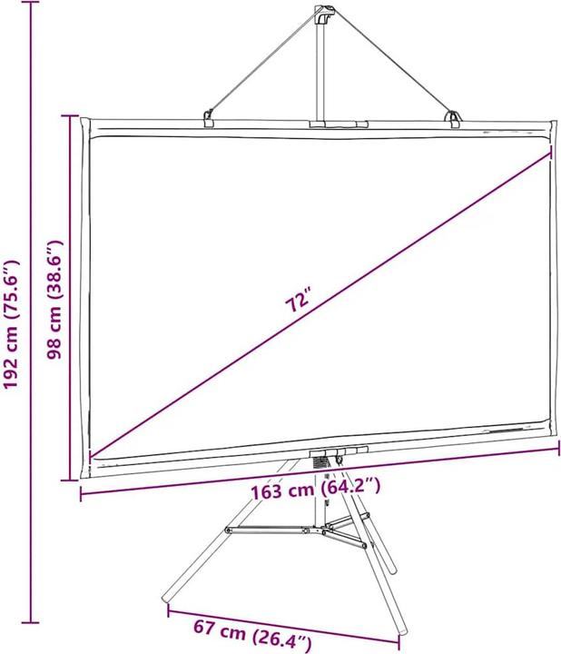 Image du produit vidaXL Écran de projection avec trépied 72 pouces 16:9 Écran de projection (72", 16:9)