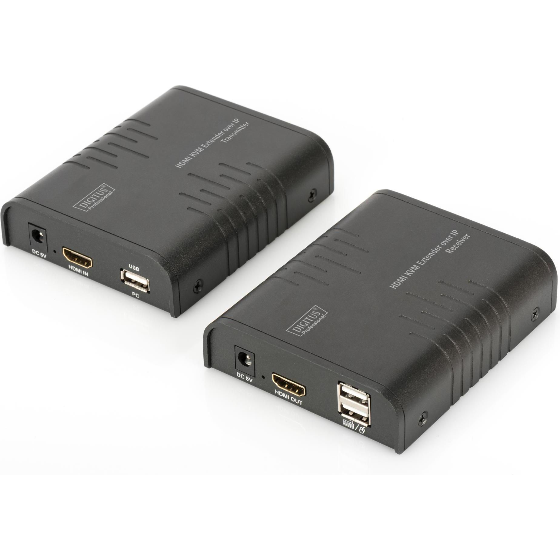 Digitus Estensore KVM HDMI KVM Extender 120 m tramite cavo di rete Cat 5 5E, Switch KVM, Nero