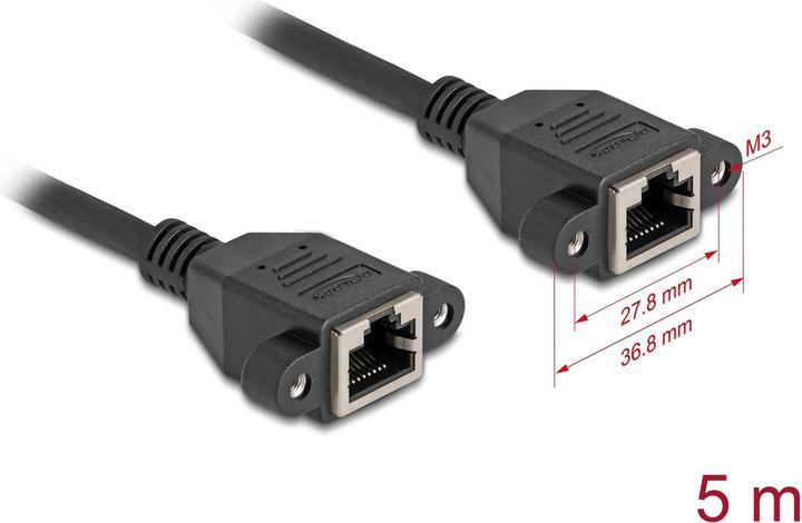 Image du produit Delock Netzwerk Verlängerungskabel S/FTP RJ45 Buchse zu RJ45 (S/FTP, CAT6a, 5 m)