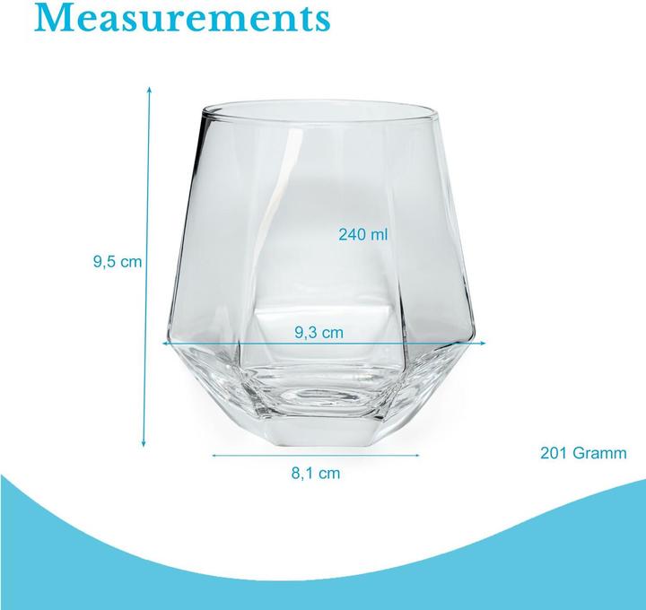 Produktbild Intirilife Wasserglas im Hexagon Design (0.24 l, 2x)