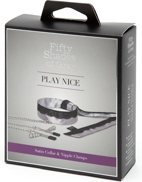 Produktbild Fifty Shades of Grey Play Nice Satin & Lace Collar & Nipple Clamps - Black