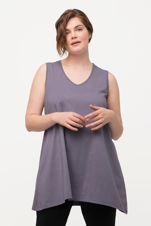 Produktbild Ulla Popken Longtop, Naturfärbung, A-Linie, V-Ausschnitt, ärmellos (50, 52)