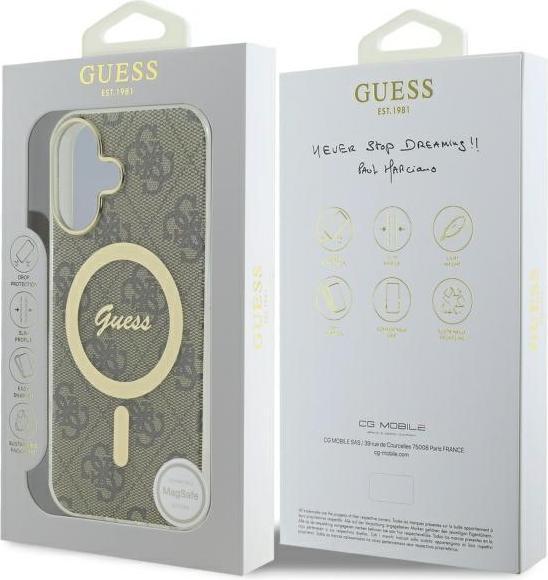 Actual product image Guess GUHMP16SH4STW iPhone 16 6.1" brązowy/brown hardcase IML 4G MagSafe (Apple iPhone 16)