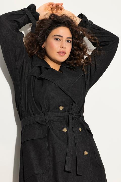 Image du produit Ulla Popken Trench-coat en jean, col à revers et double rangée de boutons. Style vintage. (58)