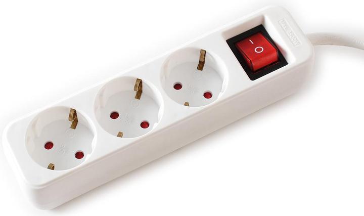 Image du produit Value Multiprise 3x avec interrupteur, blanc, 6m (3 x, CEE 7/3, 6 m)