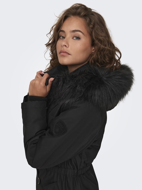 Image du produit Only Capuche avec bord en fausse fourrure amovible Poignets côtelés Parka Longue parka (XS)