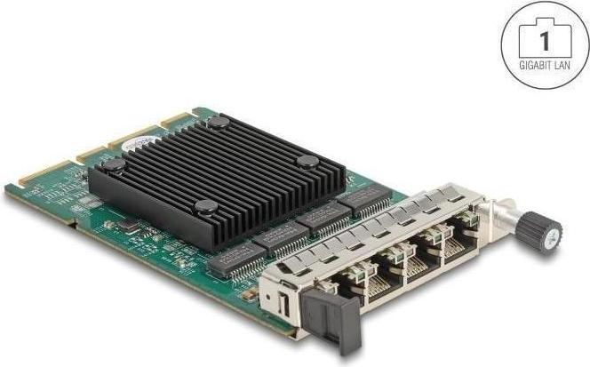 Actual product image Delock OCP 3.0 card to 4 x RJ45 Gigabit LAN (Ethernet)
