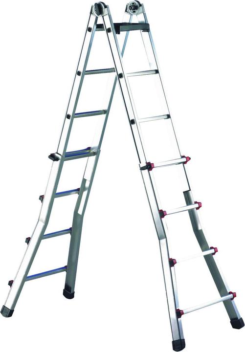 Cimco Aluminium-Teleskop-Leiter mit 2 x 10 Stufen, Höhe min/max 1,53m/5,22m, 13,0 kg (Teleskopleiter, 251 cm)