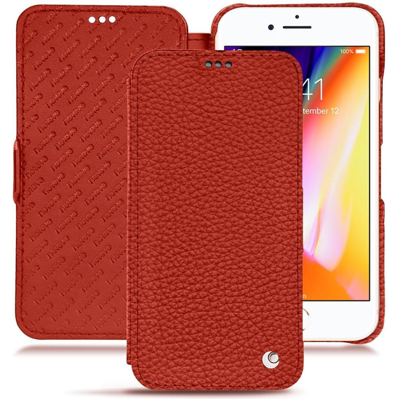 Noreve Lederschutzhülle horizontal (Apple iPhone 8), Smartphone Hülle, Orange