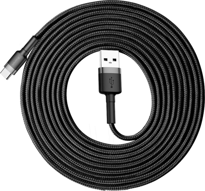 Productafbeelding Baseus cafule Kabel USB Voor Type-C 2A 3m Grijs+Zwart (3 m, USB 2.0)