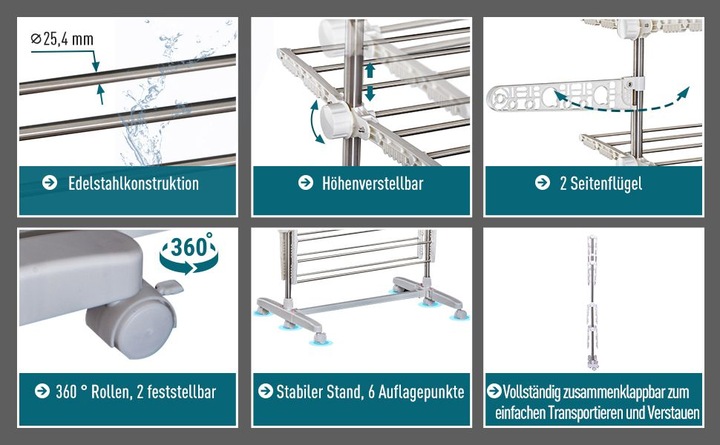 Produktbild Homcom Mobiler Wäscheständer mit 4 Ebenen (1.42 m)
