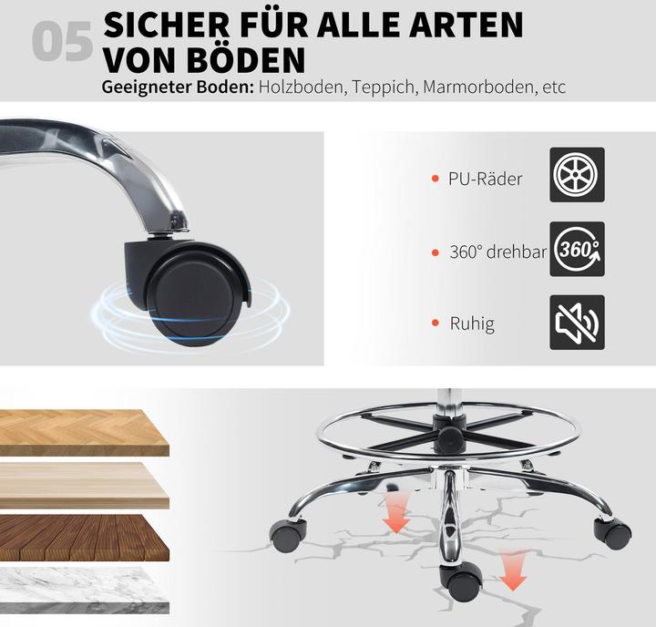 Produktbild Homcom Schreibtischstuhl Polyester, Stahl Schwarz (53 - 78 cm)