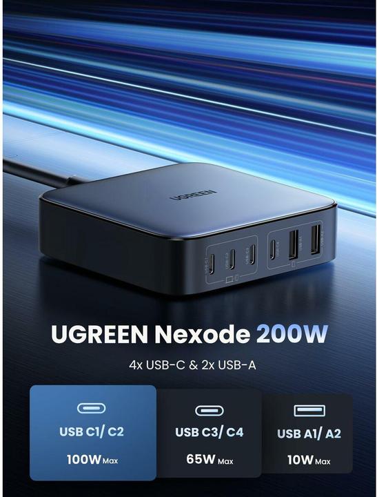 Produktbild Ugreen Nexode Desktop (200 W, 6 Ports)