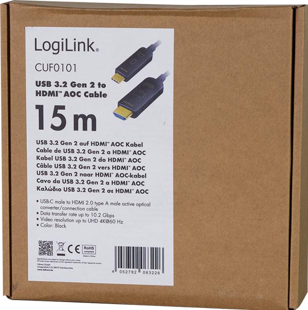 Immagine prodotto LogiLink Cavo USB 3.2 USB-C/HDMI 15m (15 m, HDMI)