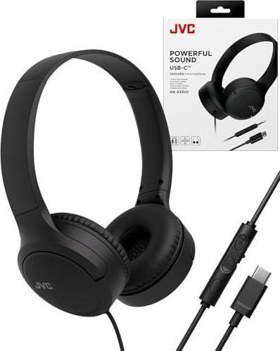 Productafbeelding JVC HA-S33UC USB-C hoofdtelefoon - Zwart (HAS33UCBU) (Bedraad)