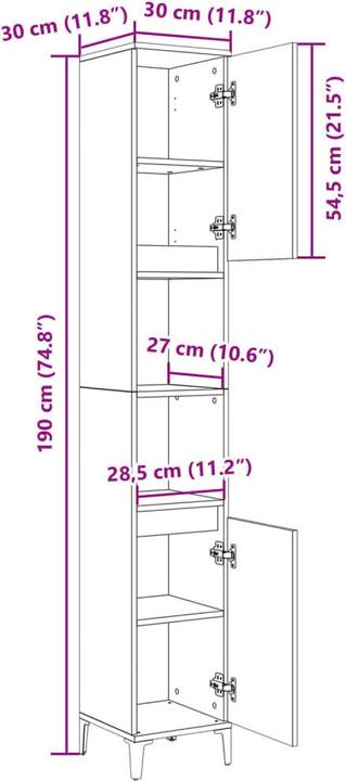 Actual product image VidaXL Badschrank (30 x 30 x 190 cm)