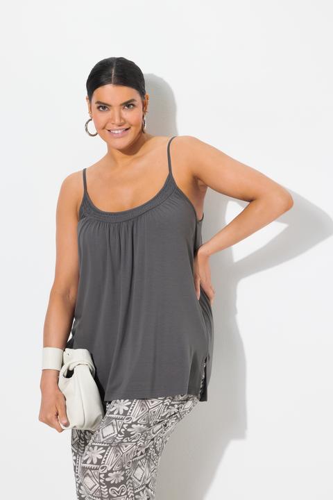 Immagine prodotto Ulla Popken Top dal taglio svasato con scollo elastico e spalline sottili (50, 52)