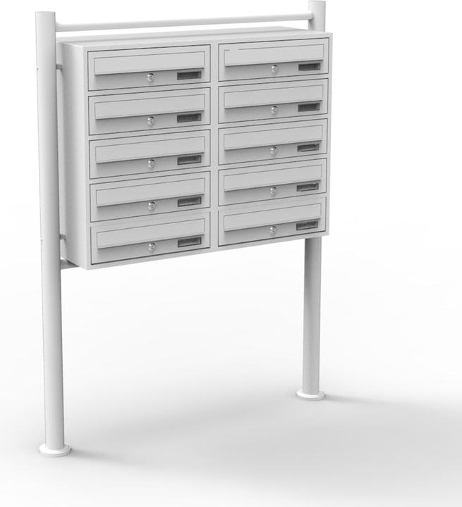 Wiltec 10er Briefkastenanlage weiss 2x5 Fächer Standbriefkasten Briefkasten Post