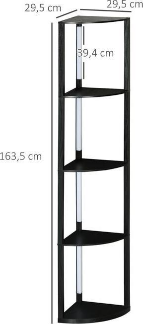 Image du produit Swisshandel24 Lampadaire LED, étagère d'angle, dimmable, 4 étagères, lumière blanc chaud, 41x30x164cm, noir (1530 lm)