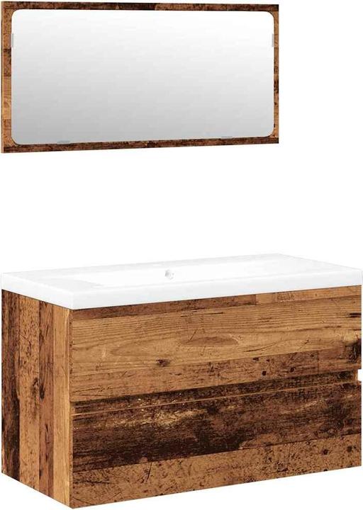 Image du produit VidaXL Badmöbel-Set Altholz-Optik Holzwerkstoff Badmöbelset Badezimmerschrank