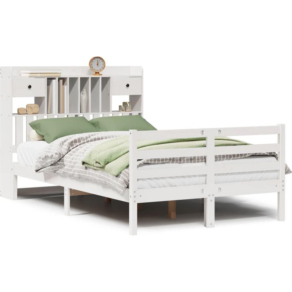VidaXL, Bett, Massivholzbett Holzbett Bett Doppelbett mit Regal ohne Matratze 140x190cm (140 x 190 cm)