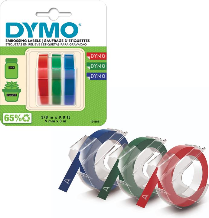 Produktbild Dymo Prägeband 3D (0.90 cm, Blau, Schwarz, Rot)