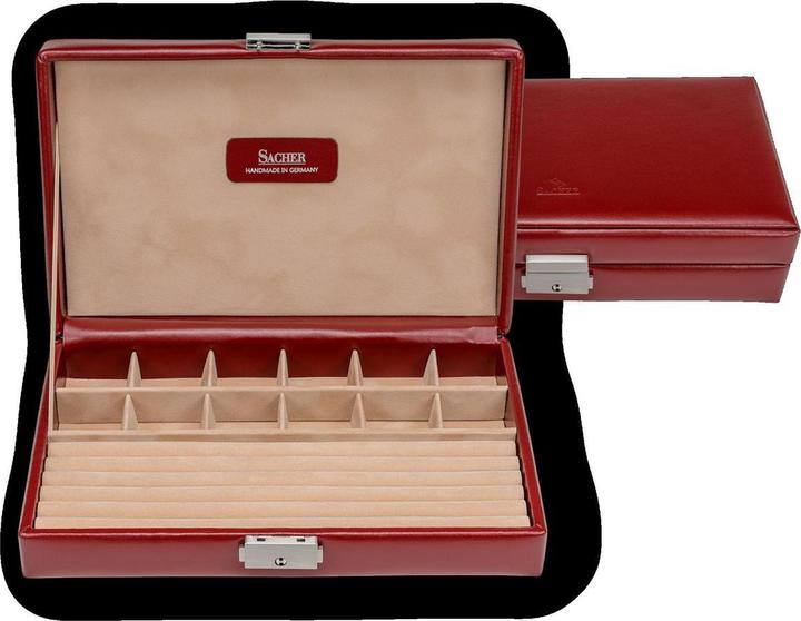 Actual product image Sacher comb. collector's case 2310.521.015043 red beige AMADORA - genuine leather (ring mouldings)