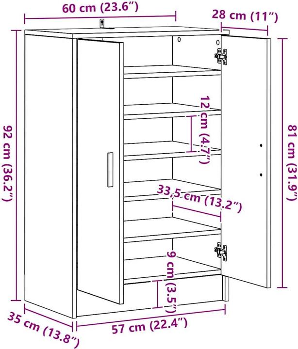 Actual product image vidaXL Jakob (60 x 35 x 92 cm)