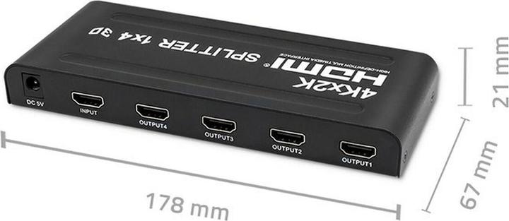 Qoltec 51798 Aktiver HDMI-Splitter 4 x HDMI 4K x 2K | 3 4 Gbit/s