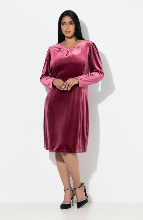 Image du produit Ulla Popken Bodycon-Kleid, Samt, Cut-Outs, Langarm (60)