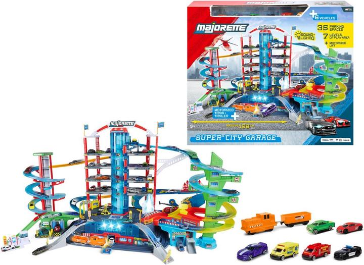 Majorette Super City Garage + 6 Vehicles