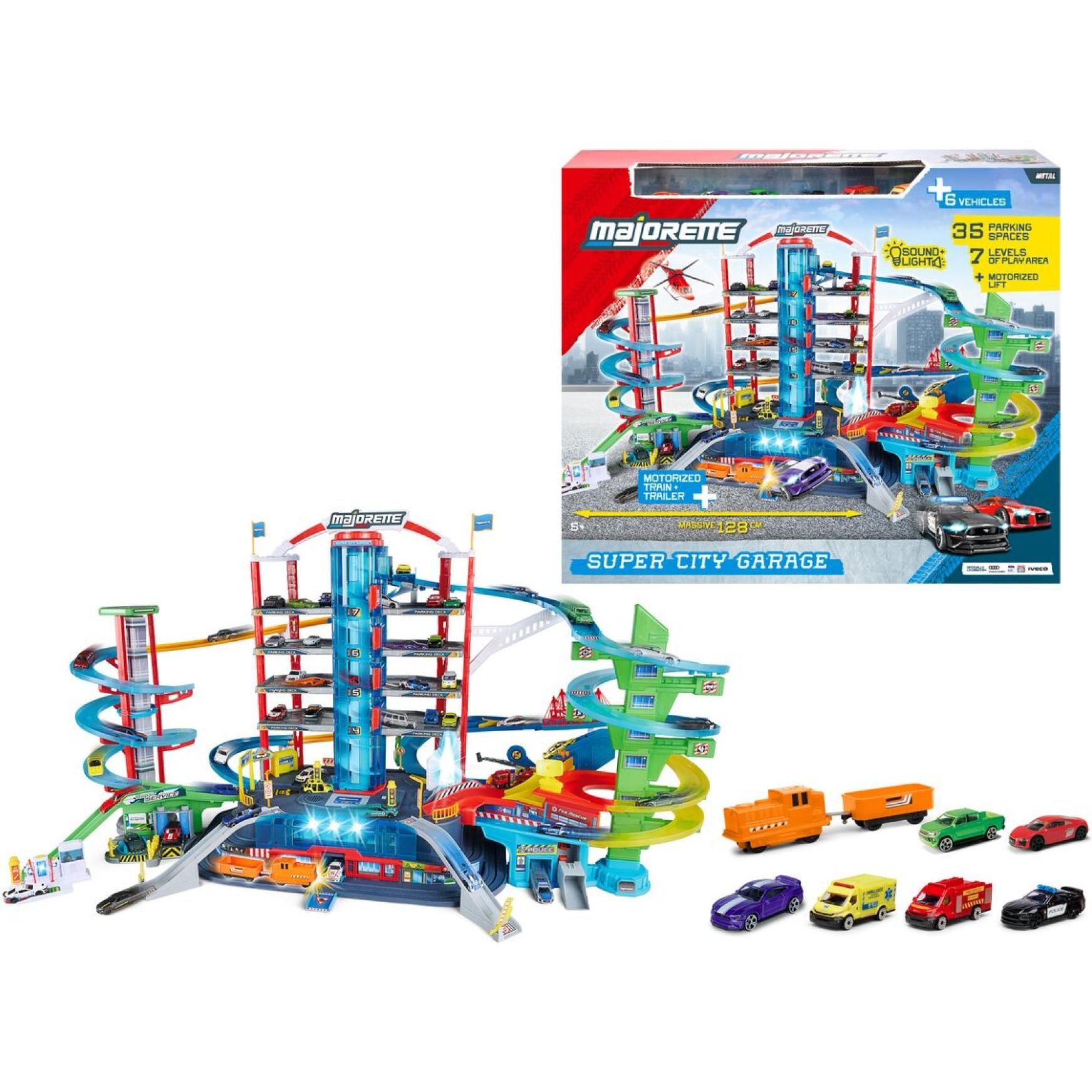 Majorette Super City Garage + 6 Vehicles