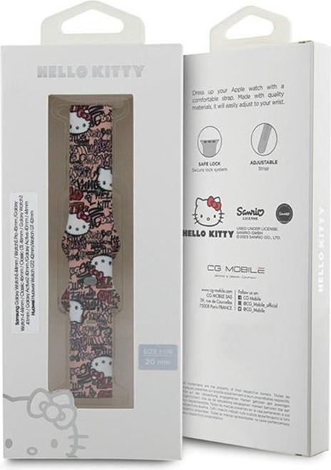 Actual product image Hello Kitty Pasek Uniwersalny HKUWMSDGPTP Silicone Tags Graffiti różowy/pink strap 20mm (20 mm, Stainless steel, Silicone)