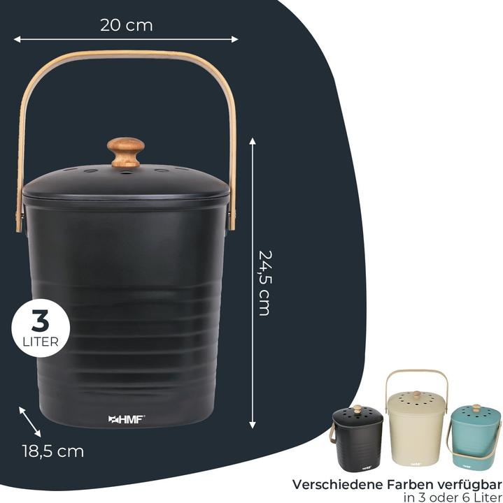 Produktbild HMF Geruchsdichter Biomülleimer mit Deckel (3 l)