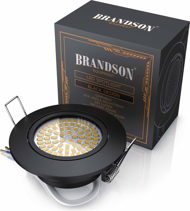 Produktbild Brandson 4x LED Deckenspot, dimmbar & schwenkbar, Einbaustrahler, Einbauleuchte, Einbauspot, schwarz, 4er Set (320 lm)