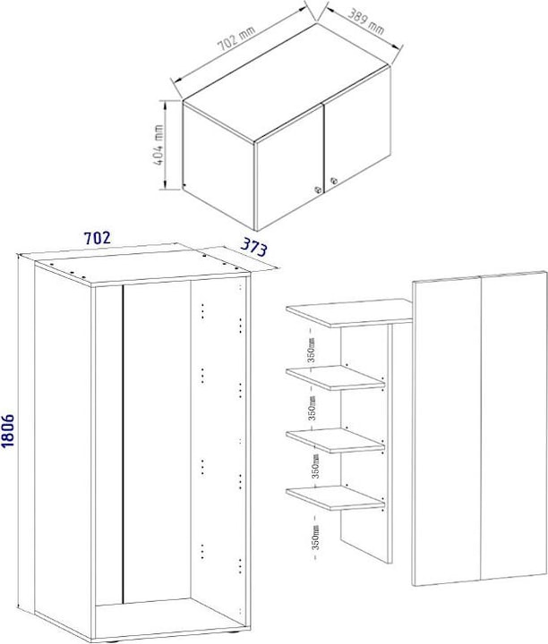 Produktbild VCM Holz Besen Putzschrank Serie Vandol mit Drehtüren (70 x 40 cm)