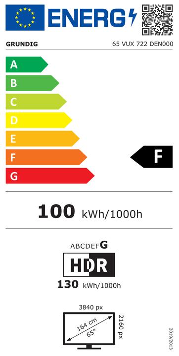 Energie-Label Grundig 65VUX722 (65", LED, UHD, 2023)