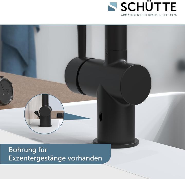 Produktbild Schütte Wasserhahn Bad CORNWALL Waschtischarmatur Schwarz matt Einhebelmischer Mischbatterie 79016